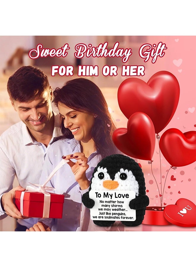 Handmade Crochet Penguin Gift, Cute Romantic Present for Him or Her, Boyfriend, Girlfriend, Husband, Wife, I Love You Anniversary, Birthday, Wedding, or Easter Gift for Couples - Image 4